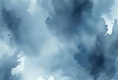 The primary subject of the image is a cloudy blue sky. The setting is a cloudy sky with a blue hue, and the visual style is a painting or drawing. The colors and mood of the image are predominantly blue, creating a calm and serene atmosphere.