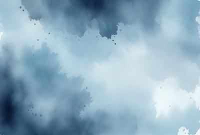 The primary subject of the image is a cloudy sky. The setting is a blue sky with clouds, creating a moody atmosphere. The visual style is a painting or drawing, with a focus on the cloudy sky. The colors and mood are predominantly blue and moody, with the clouds adding depth and texture to the scene.