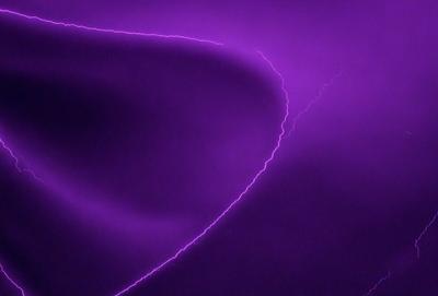 The primary subject of the image is a purple lightning bolt, which is the main focus of the image. The setting is a purple background, which complements the lightning bolt. The visual style is a digital art, as the lightning bolt appears to be a digital illustration. The colors and mood of the image are predominantly purple, creating a dramatic and striking atmosphere.