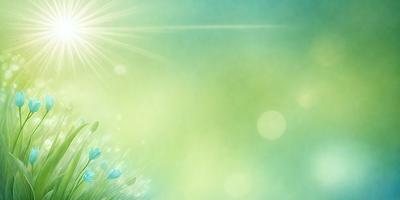 Primary subject: A field of flowers with a green background.

Setting/background: The flowers are in a field with a green background.

Visual style: The image is a digital art or illustration.

Colors and mood: The dominant colors are green and blue, creating a serene and peaceful atmosphere.