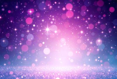 The primary subject of the image is a brightly lit, pink and purple starry background. The setting is a dark, star-filled sky, creating a contrasting backdrop for the vibrant colors. The visual style is a combination of a photo and digital art, as the image appears to be a blend of natural elements and artistic elements. The colors and mood of the image are predominantly pink and purple, giving it a warm and inviting atmosphere.