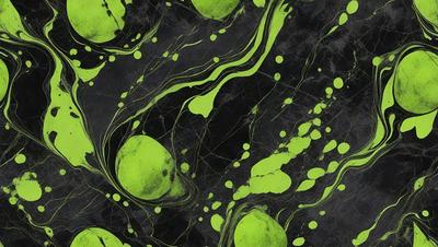 The primary subject of the image is a green and black pattern, which appears to be a digital art or illustration. The setting is a black and green background, and the visual style is a combination of digital art and illustration. The dominant colors are green and black, creating a mood of contrast and depth.