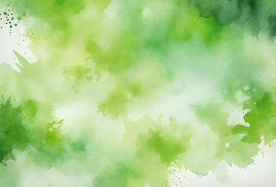 The primary subject of the image is a green, watercolor-style painting of a leafy plant. The setting is a green background, which complements the vibrant green color of the plant. The visual style is a watercolor painting, giving the image a unique and artistic appearance. The colors and mood of the painting are predominantly green, creating a serene and natural atmosphere.