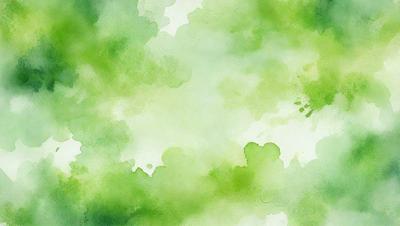 The primary subject of the image is a green, watercolor-style painting of a leafy plant. The setting is a green background, which complements the vibrant green color of the plant. The visual style is a watercolor painting, giving the image a unique and artistic appearance. The colors and mood of the image are predominantly green, creating a serene and natural atmosphere.