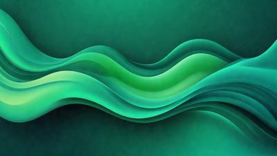 The primary subject of the image is a green wave, which appears to be a digital art or illustration. The setting is a dark green background, and the visual style is a combination of digital art and illustration. The dominant colors in the image are green, and the overall atmosphere is calm and serene.