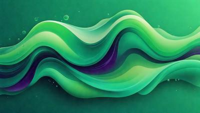 The primary subject of the image is a green and purple wave, which is the main focus of the image. The wave is depicted in a digital art style, giving it a modern and vibrant appearance. The setting is a green background, which complements the colors of the wave and adds to the overall atmosphere of the image.