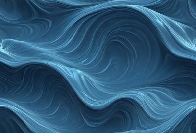 The primary subject of the image is a blue, swirling, and flowing pattern. The setting is a blue background, and the visual style appears to be a digital art or illustration. The dominant colors are blue and white, creating a calm and soothing atmosphere.