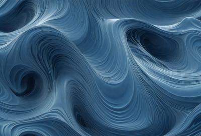 The primary subject of the image is a blue, swirling, and wavy pattern. The setting is a blue background, which creates a visually striking contrast with the swirling pattern. The visual style is a combination of digital art and illustration, as the swirling pattern appears to be a digital art piece with a hand-drawn, illustrative quality. The dominant colors are blue and white, creating a calming and serene atmosphere.