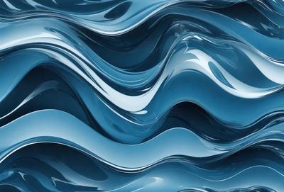 The primary subject of the image is a blue, flowing water-like pattern. The setting is a blue background, which creates a visually appealing contrast with the flowing pattern. The visual style is a combination of digital art and illustration, giving the image a unique and artistic appearance. The dominant colors are blue and white, creating a calming and serene atmosphere.