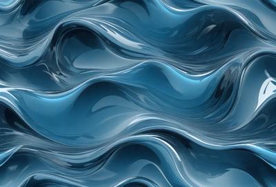 The primary subject of the image is a blue, rippling water surface, which appears to be a digital art or illustration. The setting is a blue ocean, and the visual style is a combination of digital art and photography. The dominant colors are blue and white, creating a serene and calming atmosphere.
