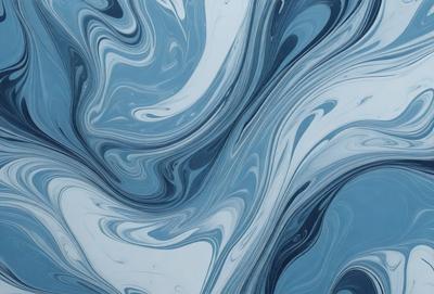 The primary subject of the image is a blue and white swirling pattern, which appears to be a digital art or illustration. The setting is a blue background, and the visual style is a combination of digital art and illustration. The dominant colors are blue and white, creating a calming and soothing atmosphere.