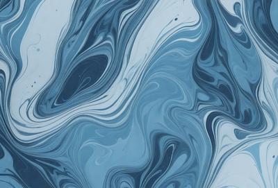 The primary subject of the image is a blue and white swirling pattern, which appears to be a digital art or illustration. The setting is a blue background, and the visual style is a combination of digital art and illustration. The dominant colors are blue and white, creating a calm and soothing atmosphere.