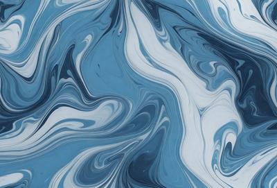 The primary subject of the image is a blue and white swirling pattern, which appears to be a digital art or illustration. The setting is a blue background, and the visual style is a combination of digital art and illustration. The dominant colors are blue and white, creating a calming and soothing atmosphere.