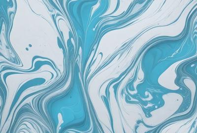 The primary subject of the image is a blue and white swirl pattern, which appears to be a painting or a digital artwork. The setting is a white background, which provides a clean and minimalist appearance. The visual style is a combination of painting and digital art, creating a unique and eye-catching design. The dominant colors are blue and white, which evoke a sense of calmness and tranquility.