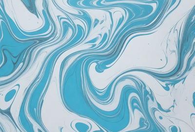 The primary subject of the image is a blue and white swirling pattern, which appears to be a painting or a digital artwork. The setting is a white surface, possibly a wall or a canvas, where the swirling pattern is displayed. The visual style suggests that the image is a creative and artistic representation of a swirling design. The dominant colors are blue and white, creating a sense of depth and movement in the artwork.