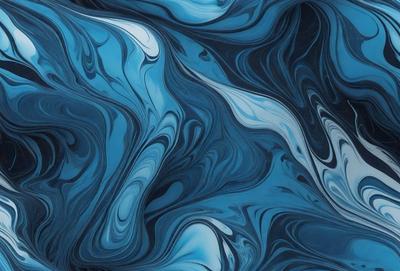 The primary subject of the image is a blue and white swirling pattern, which appears to be a digital art or illustration. The setting is a blue background, and the visual style is a combination of digital art and illustration. The dominant colors are blue and white, creating a calming and soothing atmosphere.
