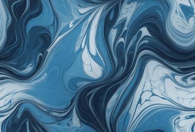 The primary subject of the image is a blue and white swirling pattern, which appears to be a digital art or illustration. The setting is a blue background, and the visual style is a combination of digital art and illustration. The dominant colors are blue and white, creating a calming and soothing atmosphere.
