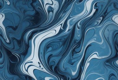 The primary subject of the image is a blue and white swirling pattern, which appears to be a digital art or illustration. The setting is a blue background, and the visual style is a combination of digital art and illustration. The dominant colors are blue and white, creating a calming and soothing atmosphere.