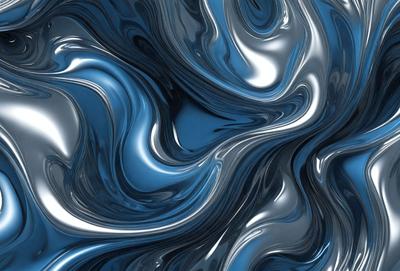 The primary subject of the image is a blue and silver patterned surface, which appears to be a metal or glass material. The setting is a close-up view of the pattern, showcasing the intricate design and texture. The visual style is a combination of digital art and illustration, as the pattern is created through a digital medium. The colors and mood of the image are predominantly blue and silver, giving it a sleek and modern appearance.