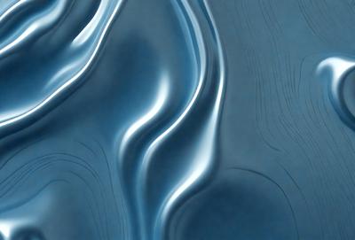 The primary subject of the image is a blue, flowing, and curved surface, which appears to be a piece of art or a design element. The setting is a blue background, which complements the blue surface. The visual style is a combination of digital art and illustration, creating a unique and eye-catching design. The colors and mood of the image are predominantly blue, giving it a calm and serene atmosphere.