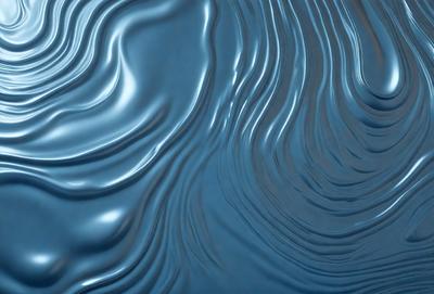 The primary subject of the image is a blue, rippling water surface. The setting is a large body of water, possibly an ocean or a lake. The visual style is a close-up of the water, showcasing its texture and movement. The colors and mood of the image are predominantly blue, creating a serene and calming atmosphere.