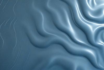 The primary subject of the image is a blue surface with a pattern of waves. The setting is a blue background, and the visual style appears to be a digital art or illustration. The dominant colors are blue and white, creating a calm and serene atmosphere.