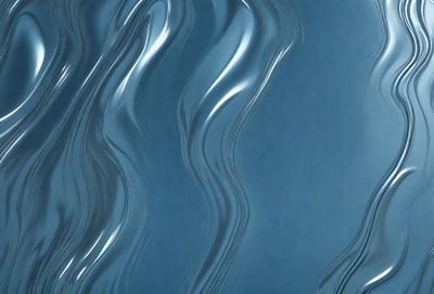 The primary subject of the image is a blue surface with a pattern of ripples and waves. The setting is a blue background, and the visual style appears to be a digital art or illustration. The dominant colors are blue and silver, creating a calm and serene atmosphere.