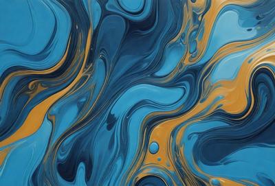 The primary subject of the image is a blue and yellow swirling pattern, which appears to be a painting or a digital artwork. The setting is a blue and yellow background, creating a vibrant and lively atmosphere. The visual style is a mix of digital art and painting, with the swirling pattern resembling a watercolor painting. The colors and mood of the image are energetic and dynamic, with the blue and yellow hues evoking a sense of movement and liveliness.