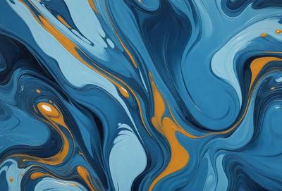 The primary subject of the image is a blue and yellow swirling pattern, which appears to be a digital art or illustration. The setting is a blue background, and the visual style is a mix of digital art and illustration. The dominant colors are blue and yellow, creating a vibrant and lively atmosphere.