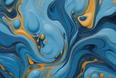 The primary subject of the image is a blue and yellow swirling pattern, which appears to be a painting or a digital artwork. The setting is a blue and yellow background, creating a vibrant and lively atmosphere. The visual style is a mix of digital art and painting, with the swirling pattern resembling a watercolor painting. The colors and mood of the image are energetic and dynamic, with the blue and yellow hues evoking a sense of movement and liveliness.