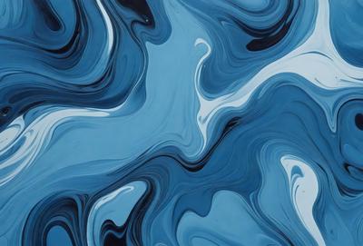The primary subject of the image is a blue and white swirling pattern, which appears to be a digital art or illustration. The setting is a blue background, and the visual style is a combination of digital art and illustration. The dominant colors are blue and white, creating a calming and soothing atmosphere.