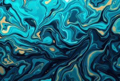 The primary subject of the image is a blue and gold swirling pattern, which appears to be a digital art or illustration. The setting is a blue and gold ocean, creating a vibrant and lively atmosphere. The visual style is a mix of digital art and illustration, with the swirling pattern being the main focus of the image. The colors and mood convey a sense of movement and energy, with the blue and gold colors adding a sense of depth and richness to the scene.