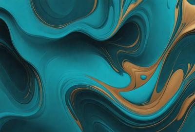The primary subject of the image is a blue and gold swirling pattern, which appears to be a digital art or illustration. The setting is a blue background, and the visual style is a combination of digital art and illustration. The dominant colors are blue and gold, creating a vibrant and lively atmosphere.