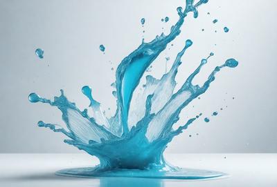 The primary subject of the image is a blue liquid, possibly water or a blue substance, that is splashing or flowing. The setting is a white surface, which provides a clean and contrasting background for the blue liquid. The visual style of the image is a close-up of the blue liquid, showcasing its vibrant color and texture. The overall atmosphere of the image is dynamic and energetic, as the blue liquid appears to be in motion.