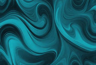 The primary subject of the image is a blue and white swirling pattern, which appears to be a digital art or illustration. The setting is a blue background, and the visual style suggests that it is a digital artwork or a painting. The dominant colors in the image are blue and white, creating a calm and soothing atmosphere.