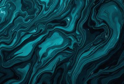 The primary subject of the image is a blue and green patterned surface, which appears to be a textured or patterned wallpaper. The setting is indoors, with the wallpaper covering the walls. The visual style of the image is a close-up of the patterned surface, showcasing the intricate details of the blue and green design. The colors and mood of the image are predominantly blue and green, creating a calm and soothing atmosphere.