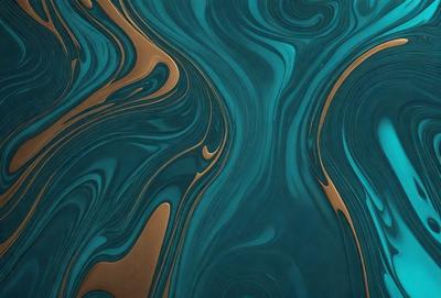 The primary subject of the image is a blue and gold swirling pattern, which appears to be a painting or a digital artwork. The setting is a blue background, and the visual style is a combination of photo and digital art. The dominant colors are blue and gold, creating a vibrant and lively atmosphere.