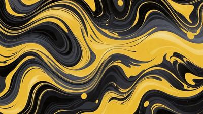 The primary subject of the image is a yellow and black swirl pattern. The setting is a black and yellow background, which creates a visually striking contrast. The visual style is a combination of digital art and illustration, giving the image a unique and artistic appearance. The dominant colors are yellow and black, creating a bold and vibrant atmosphere.