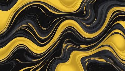 The primary subject of the image is a yellow and black swirl pattern. The setting is a black and yellow background, which creates a visually striking contrast. The visual style is a combination of digital art and illustration, giving the image a unique and artistic appearance. The dominant colors are yellow and black, creating a bold and vibrant atmosphere.