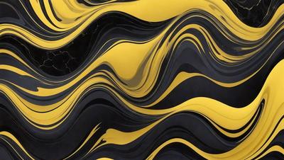 The primary subject of the image is a yellow and black striped pattern. The setting is a black and yellow background, which creates a visually striking contrast. The visual style is a combination of digital art and illustration, giving the image a modern and artistic appearance. The dominant colors are yellow and black, creating a bold and energetic atmosphere.