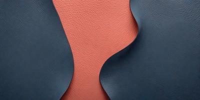 The primary subject of the image is a piece of leather, which is the main object in the scene. The leather is displayed on a red background, giving it a vibrant and eye-catching appearance. The visual style of the image is a close-up of the leather, showcasing its texture and details. The colors and mood of the image are predominantly red and orange, creating a warm and inviting atmosphere.