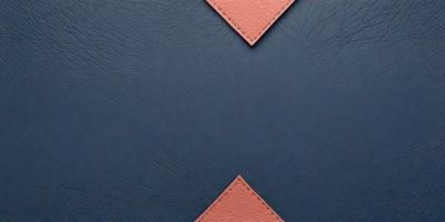 The primary subject of the image is a piece of leather with a red and orange design. The setting is a blue background, and the visual style appears to be a photo. The colors and mood of the image are predominantly blue and orange, creating a vibrant and lively atmosphere.