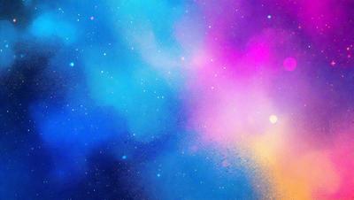 The primary subject of the image is a colorful, swirling, and vibrant space scene. The setting is a background of a colorful sky, which adds to the overall atmosphere. The visual style of the image is a combination of digital art and illustration, creating a unique and captivating representation of the space. The dominant colors in the image are blue, purple, and pink, which contribute to the lively and energetic mood of the scene.