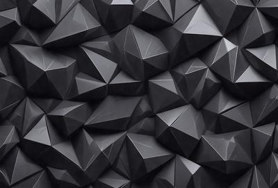 The primary subject of the image is a black and white pattern of geometric shapes, which are arranged in a visually striking manner. The setting is a black background, which contrasts with the shapes and adds depth to the composition. The visual style is a combination of digital art and illustration, creating a unique and intriguing pattern. The colors and mood of the image are predominantly black and white, with a sense of depth and complexity.
