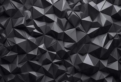 The primary subject of the image is a black and white geometric pattern. The setting is a black background, and the visual style is a close-up of the pattern. The dominant colors are black and white, and the overall atmosphere is modern and minimalistic.