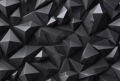 The primary subject of the image is a close-up of a black and white pattern, which appears to be a digital art or illustration. The setting is a black background, and the visual style is a combination of a photo and a digital artwork. The dominant colors are black and white, creating a bold and striking atmosphere.