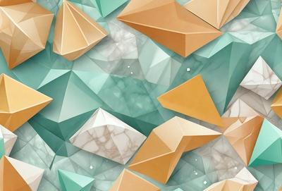 The primary subject of the image is a collection of triangular shapes, which are arranged in a visually appealing manner. The setting is a blue and white background, which adds a sense of depth and contrast to the scene. The visual style of the image is a combination of digital art and illustration, creating a unique and eye-catching design. The dominant colors in the image are blue and white, which contribute to a calm and serene atmosphere.