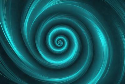 The primary subject of the image is a spiral pattern, which is a blue swirl. The setting is a dark background, and the visual style appears to be a digital art or illustration. The dominant colors are blue and purple, creating a calming and serene atmosphere.