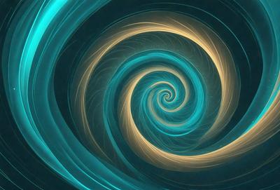 The primary subject of the image is a spiral pattern, which is the main object, scene, or focus of the image. The spiral pattern is set against a blue background, creating a visually striking contrast. The spiral pattern is depicted in a digital art style, giving it a modern and dynamic appearance. The overall atmosphere of the image is vibrant and energetic, with the blue color and spiral pattern evoking a sense of movement and flow.