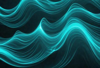 The primary subject of the image is a blue wave or a blue water-like pattern. The setting is a dark background, which contrasts with the blue wave. The visual style appears to be a digital art or illustration, as the blue wave is depicted in a detailed and artistic manner. The colors and mood of the image are predominantly blue, creating a serene and calming atmosphere.